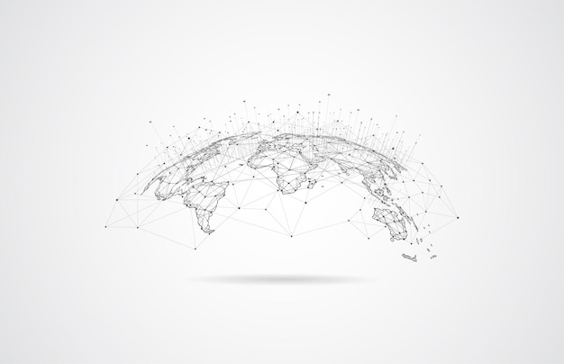 Global network connection World map point and line composition concept of global business Vector Illustration