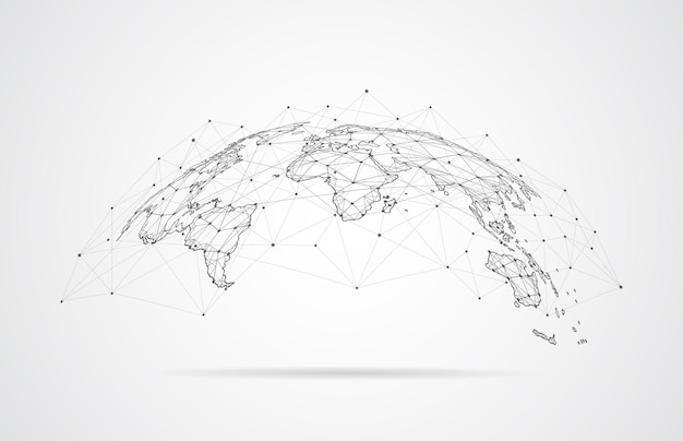 Global network connection World map point and line composition concept of global business Vector Illustration