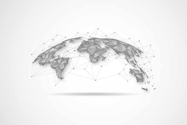 Global network connection World map point and line composition concept of global business Vector Illustration