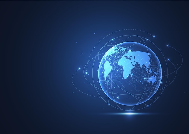 Global network connection World map point and line composition concept of global business Vector Illustration