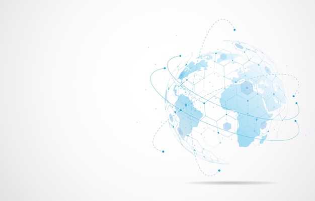 Global network connection World map point and line composition concept of global business Vector Illustration