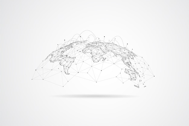 Global network connection World map point and line composition concept of global business Vector Illustration