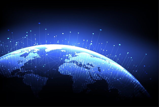 Global network connection World map point and line composition concept of global business Vector Illustration
