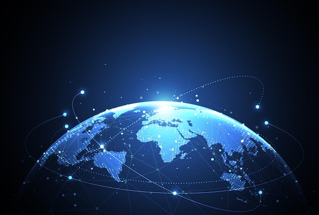 Global network connection World map point and line composition concept