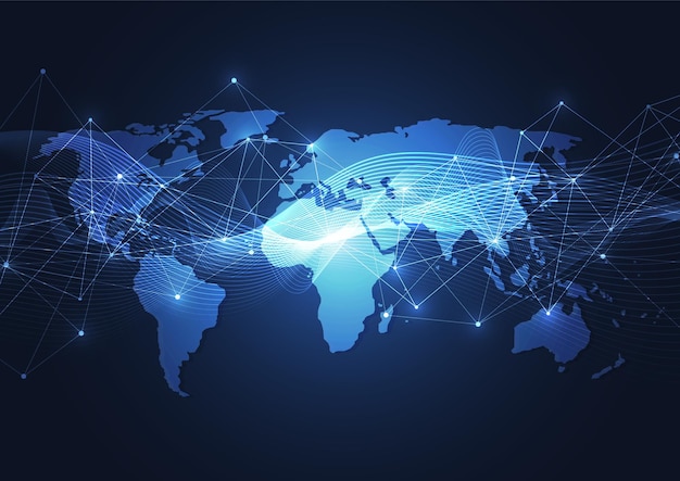 global network connection world map point and line composition concept