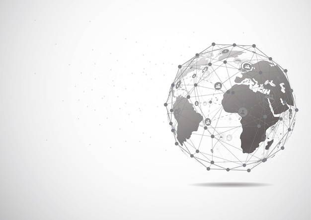 global network connection. world map point