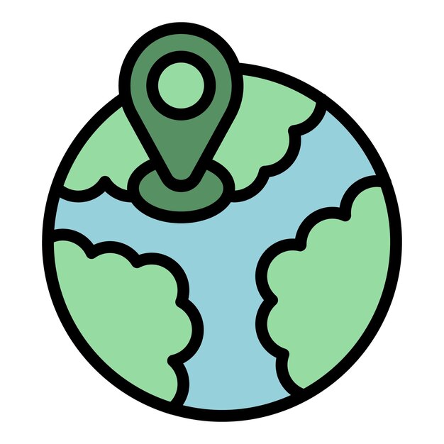 Global store point icon outline vector Shop map Gps supermarket color flat