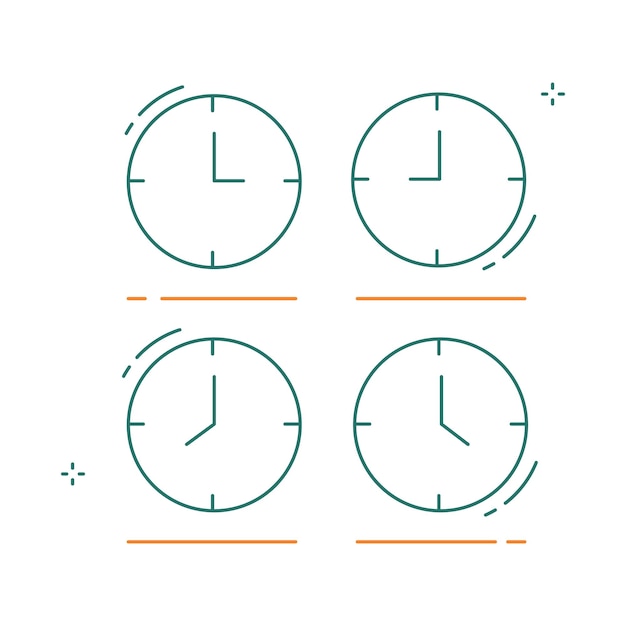 Global Timezone Clock Vector Icon Design