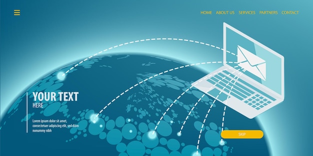 global world map user laptop connect data connection isometric technology