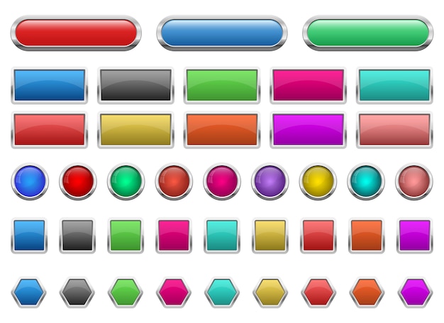 Glossy buttons set   illustration isolated on white background