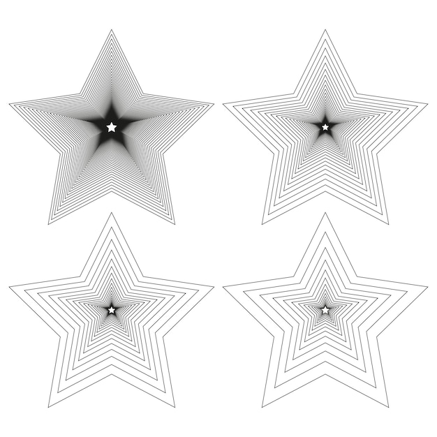 Glossy star icon Shiny 3D shape Outlined abstract star Vector white form