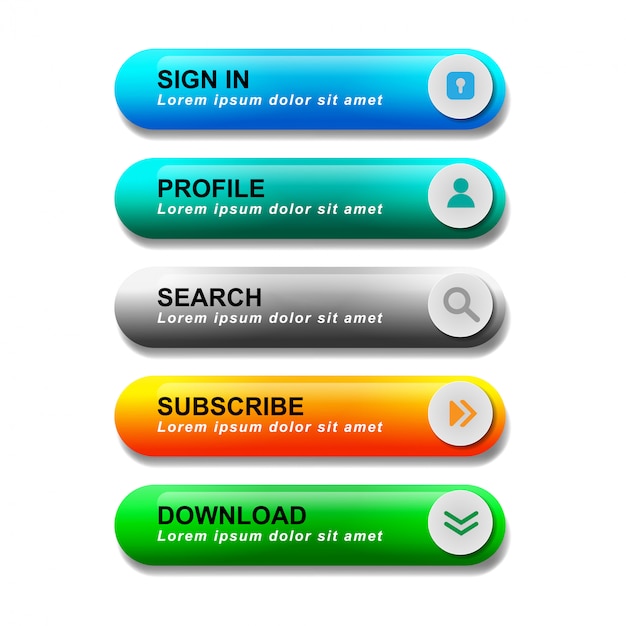glossy web button set collection