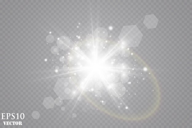 Glow light effect. Glittering dust. Explode star. Flash Concept.
