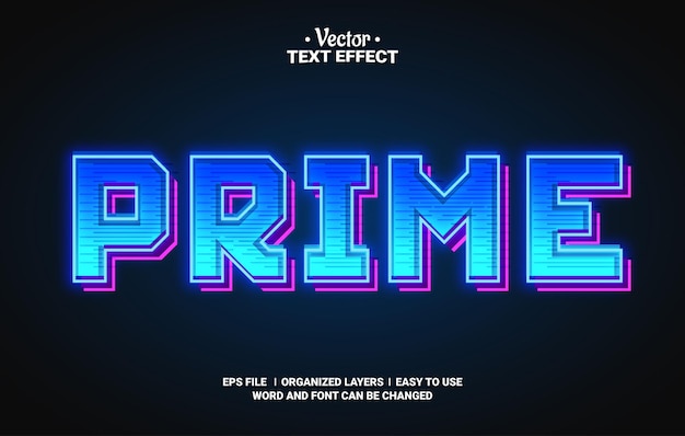 glow prime editable vector text effect