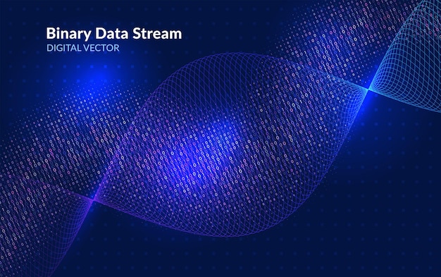 Glowing binary data visualization with digital matrix style Ideal for big data analytics virtual reality and information technology concepts