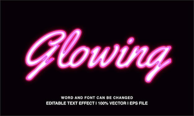 Glowing editable text effect template neon light text style