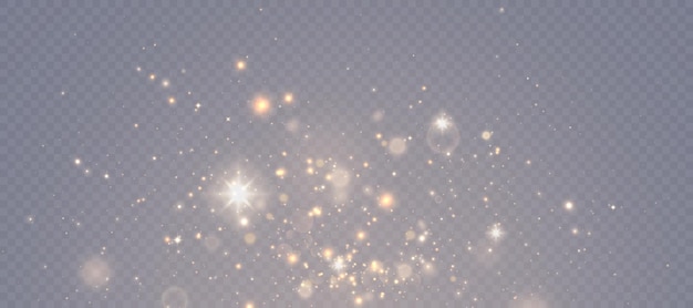 Glowing light effect with lots of shiny particles isolated on transparent background Vector star