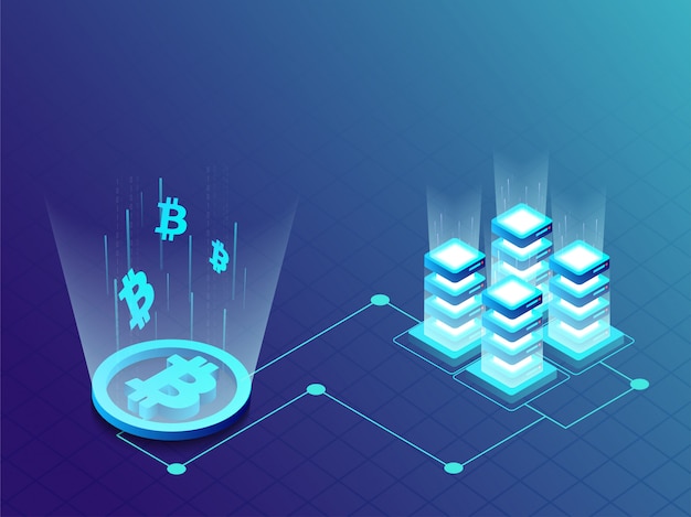 glowing mining or bitcoin server.