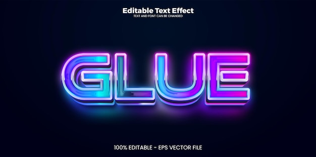 Glue editable text effect in modern trend style