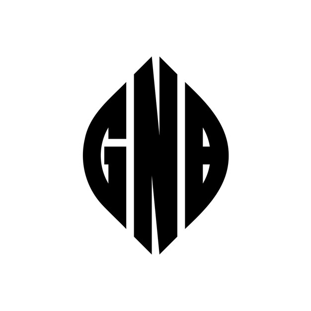 GNB circle letter logo design with circle and ellipse shape GNB ellipse letters with typographic style The three initials form a circle logo GNB Circle Emblem Abstract Monogram Letter Mark Vector
