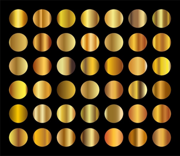 gold gradient set background vector icon texture metallic illustration for frame ribbon banner coin and label