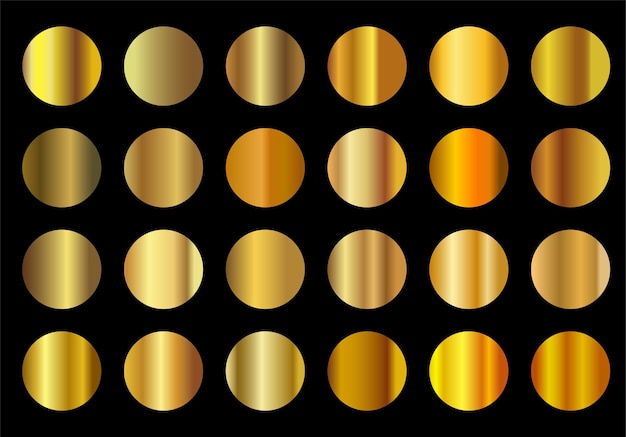 gold gradient set background vector icon texture metallic illustration for frame ribbon banner coin and label