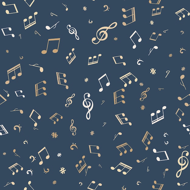 Gold musical notes seamless pattern For design wallpaper cover invitation fabric and textile
