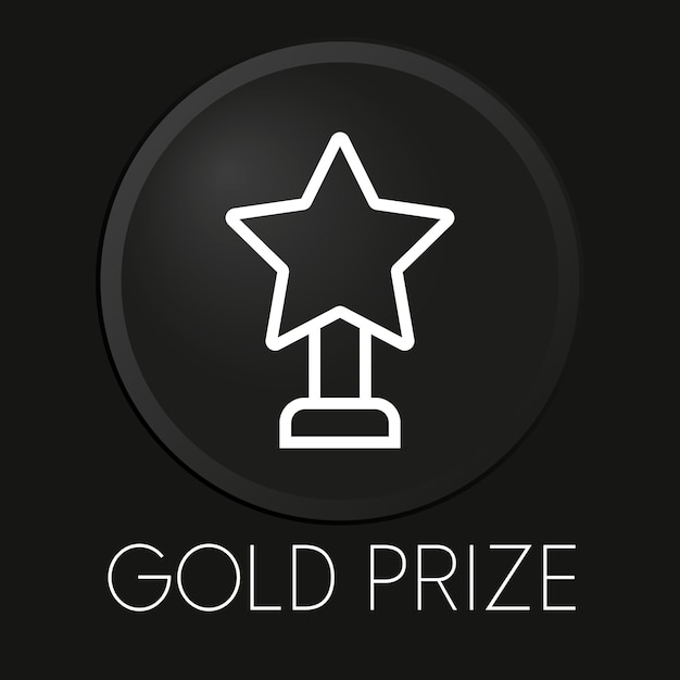 gold prize minimal vector line icon on 3d button isolated on black background premium vector