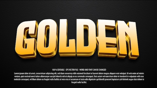 Golden 3d editable text effect
