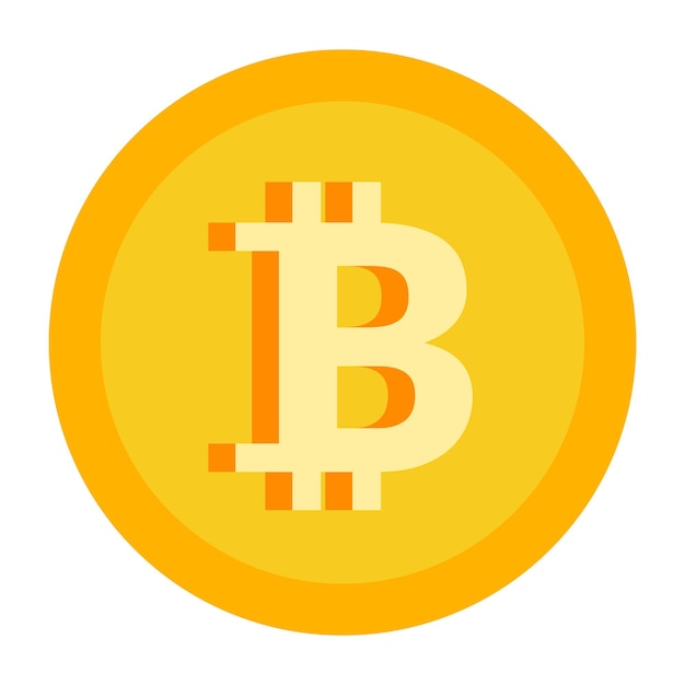 Golden Bitcoin Coin icon on white backgound
