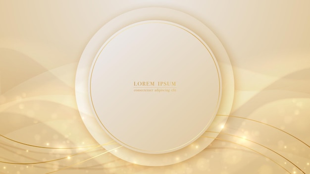 golden circle lines luxury glittering with curve shape abstract background vector illustration