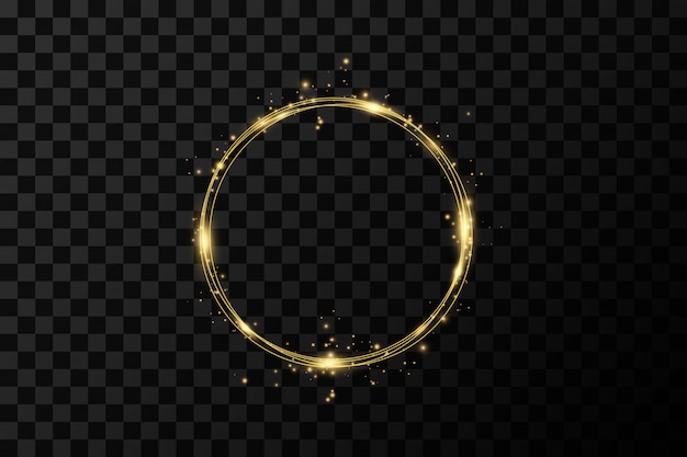 Golden circle rings. Decoration design element of gold foil gilding texture.  Sparkling twirl