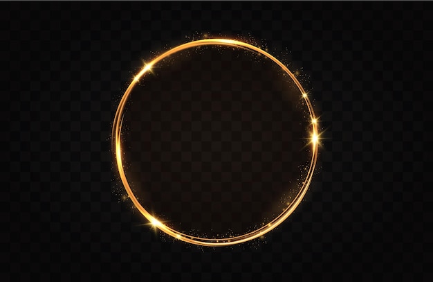 Golden circle with fire effects.Light effect.Vector.