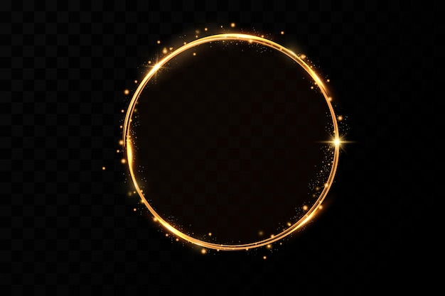 Golden circle with fire effects.Light effect.Vector.