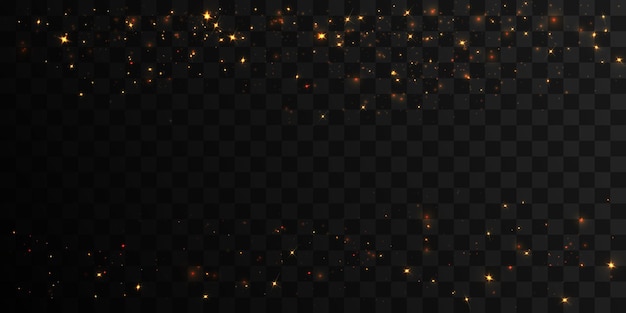 golden glitter of light defocused particles isolated on black overlay vector 10 eps