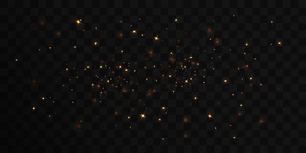 Golden glitter of light Defocused particles Isolated on black Overlay Vector 10 eps