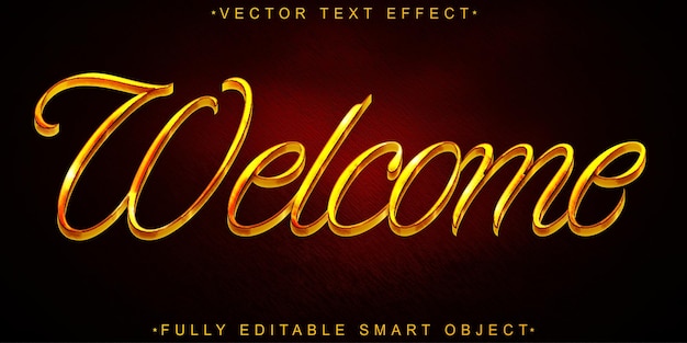Golden Luxury Shiny Welcome Vector Fully Editable Smart Object Text Effect