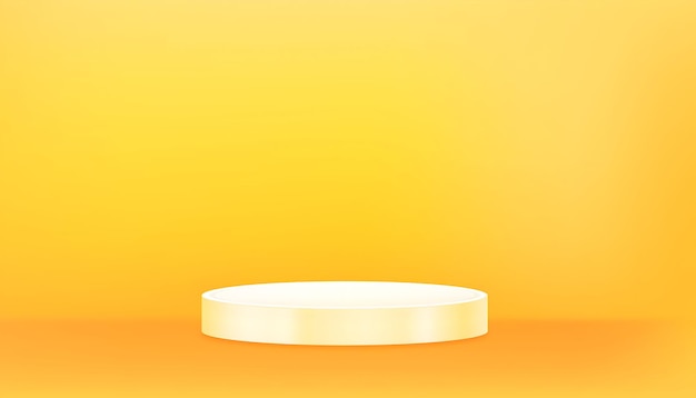 Golden Podium on Yellow Background