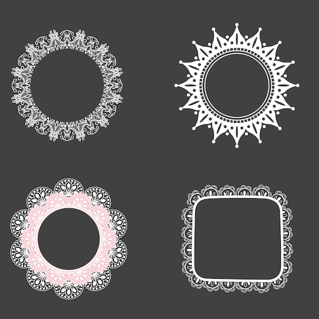 Golden vintage round frame set Circular border with decorative ornament
