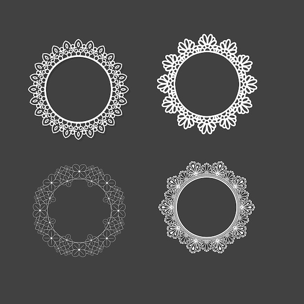 Golden vintage round frame set Circular border with decorative ornament