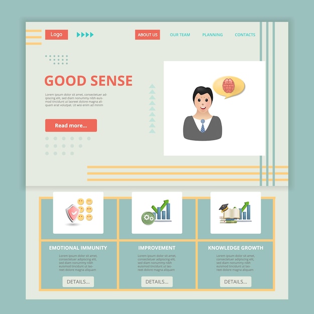 Good sense flat landing page website template emotional