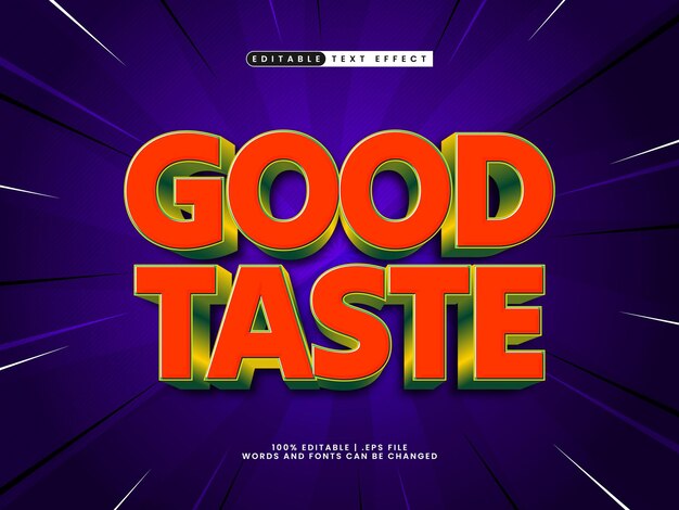 good taste editable text effect in simple and colorful text style