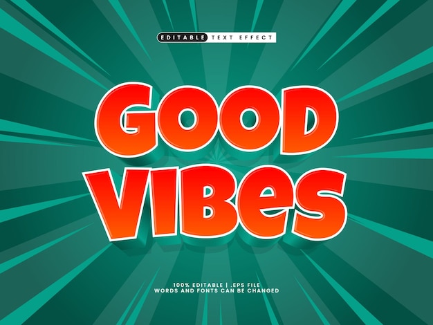 good vibes editable text effect in kids style