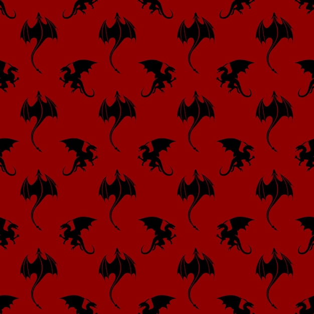 Gothic seamless pattern made up of black dragons