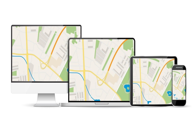 GPS Abstract generic city map with roads,