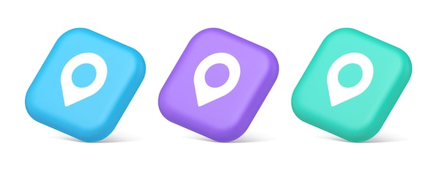 GPS map pin location service button application direction distance pointer 3d isometric icon