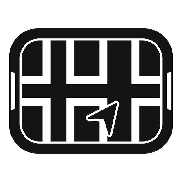 Gps navigator device showing city map with cursor pointing on screen