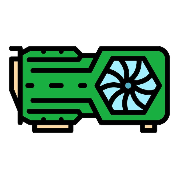 Gpu display card icon Outline gpu display card vector icon color flat isolated