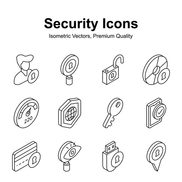 Grab this carefully crafted isometric security icons set ready for premium use