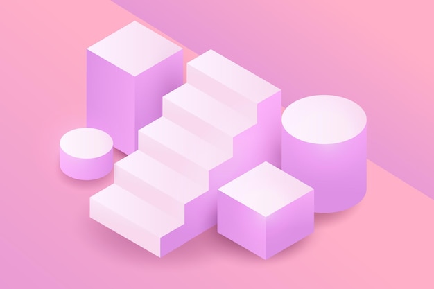 gradient 3d purple stairs background